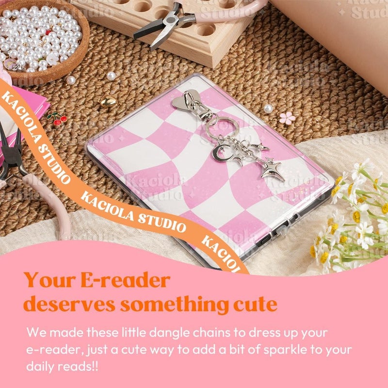 Kaciola Charms for E-reader, Cute Phone Charm Chains Bracelets Accessories for Readers Booklovers Women Men, Charms Compatible for E-Reader/Phone/Paper White (C01-C05) - Image 2